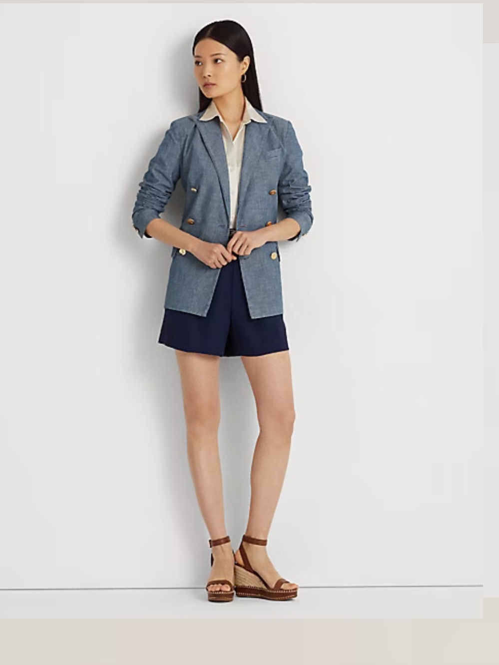 Ralph Lauren Double Breasted Chambray Blazer Size 4